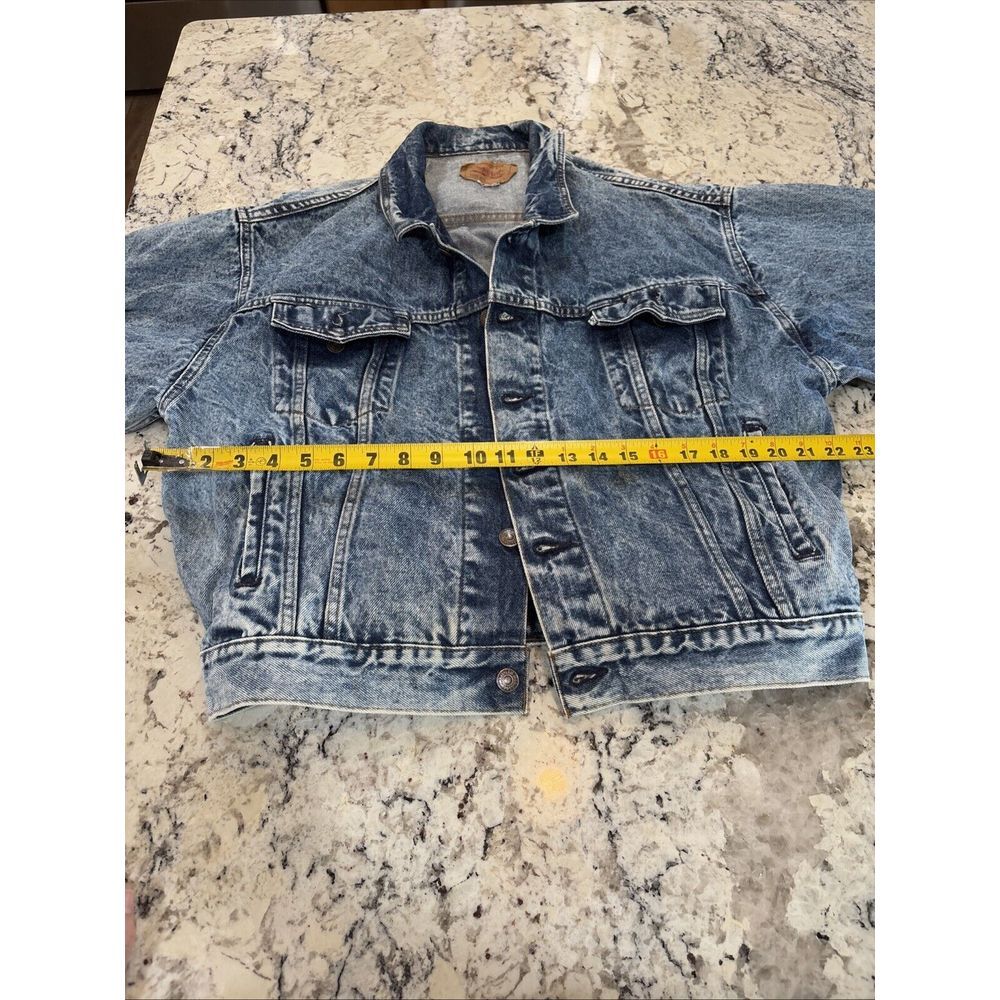Vintage 80s Levis Denim Jean Acid Distressed Trucker Jacket USA 75068 0219 Sz Sm - Picture 16 of 16